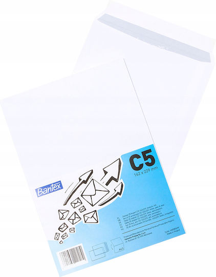 C5 White Envelope Hk 162x229mm Bantex 25 Pcs