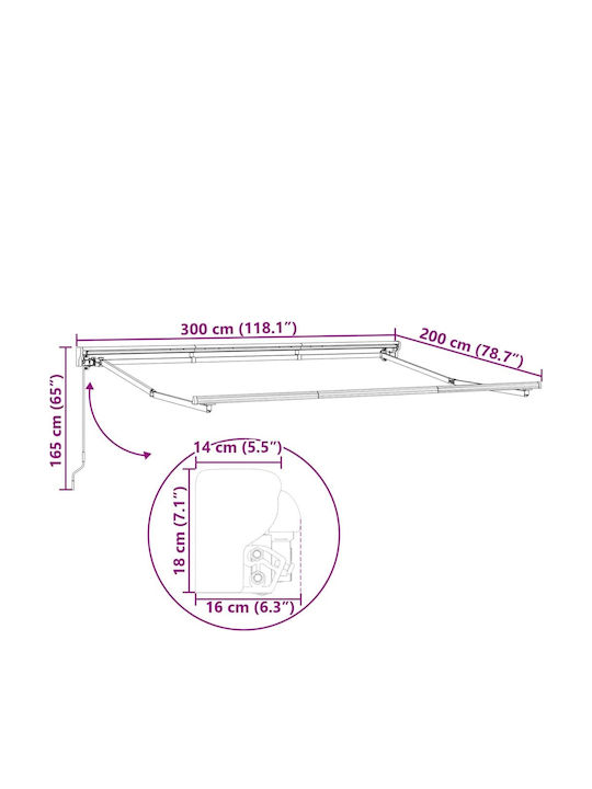 vidaXL Garden Awning Frame with LEDs 3x2m