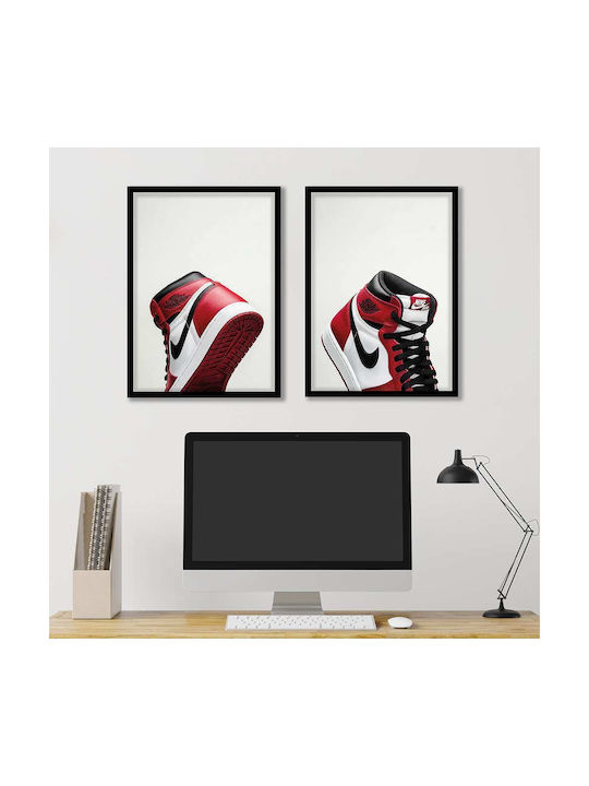Poster Chicago Air Jordan 1 Snk41b 40cm X 50cm Μαύρη Ξύλινη Κορνίζα