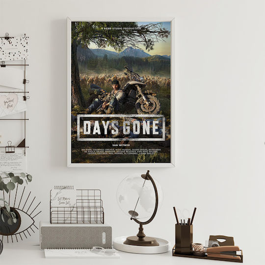 Gaming Poster Days Gone Disc Cover Gm2345 40cm X 50cm Μαύρη Ξύλινη Κορνίζα