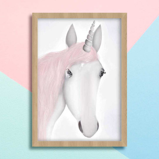 Kids Wall Art Unicorn with Black Wooden Frame 40x50cm