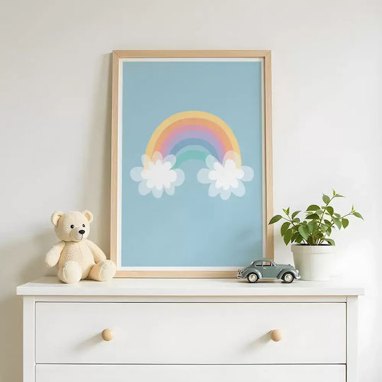 Kids Wall Art Rainbow with Black Wooden Frame 40x50cm