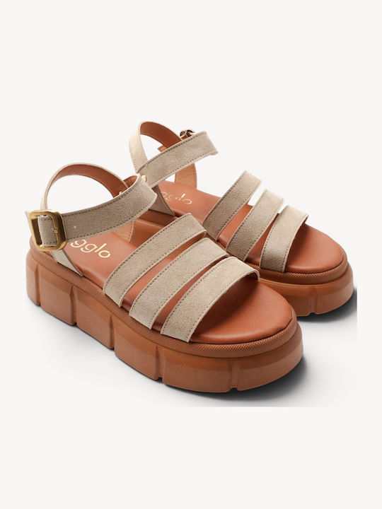 Бежови Кожени Multi Strap Chunky Flatforms