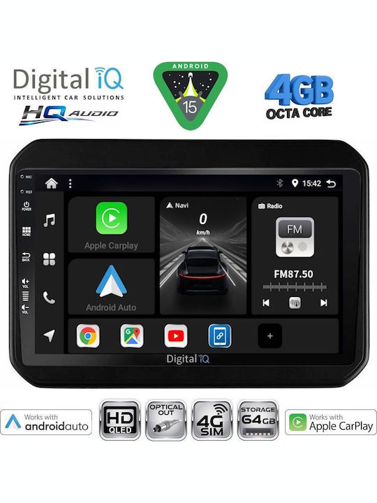 Digital IQ Car Audio System for Suzuki Alto Nissan Pixo 2009-2014 Bluetooth USB WiFi GPS Apple CarPlay Android Auto with 9" Touch Screen