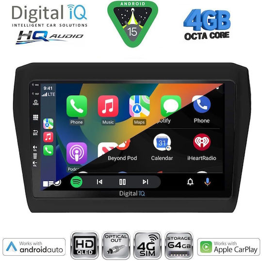 Digital IQ Ηχοσύστημα Αυτοκινήτου για Suzuki Swift 2017 (Bluetooth/USB/WiFi/GPS/Apple-Carplay/Android-Auto) με Οθόνη Αφής 9"