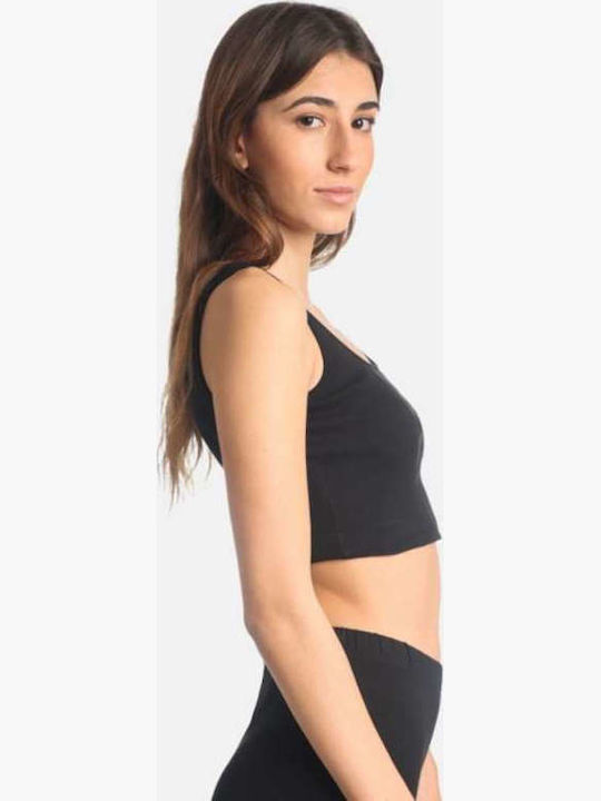 Summer Women's Cotton Sleeveless Black Blouse