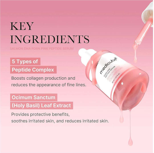 Medicube Pdrn Pink Peptide Face Serum with Rose PDRN & 5 Types Peptide Complex for Brightening & Firming 30ml