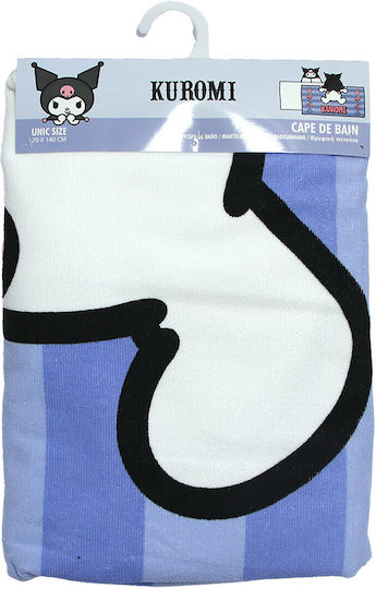 Παιδική Πετσέτα Κάπα Θαλάσσης Κουκούλα Kuromi "pastel Stripes" 70x140cm – 100% Microfiber Ez18213 Λιλά 70x140εκ