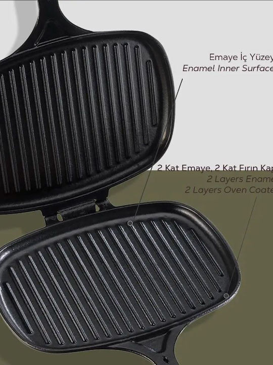 Lava Doppelte Grillpfanne aus Gusseisen mit Emaille-Innenbeschichtung 18cm