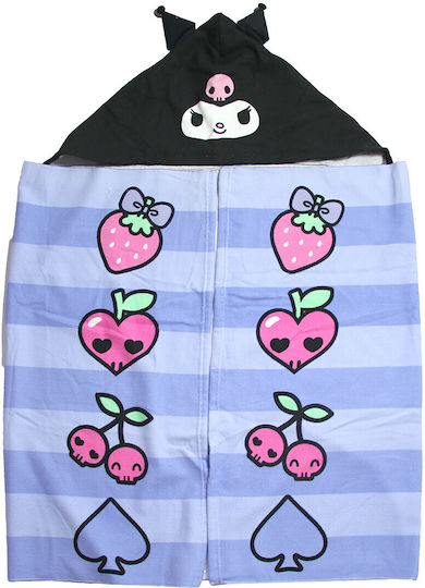 Παιδική Πετσέτα Κάπα Θαλάσσης Κουκούλα Kuromi "pastel Stripes" 70x140cm – 100% Microfiber Ez18213 Λιλά 70x140εκ