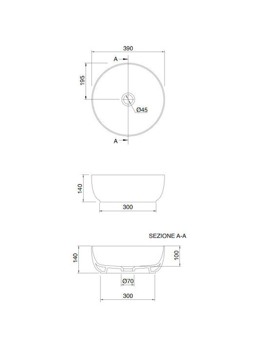 Scarabeo Countertop Sink Porcelain 39x39x14cm Ocean Blue