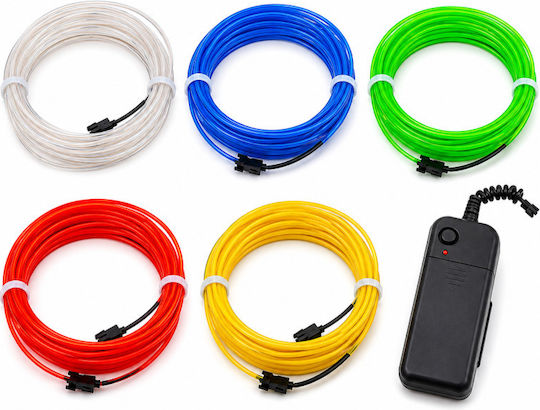 Kit El Wire 5 Metri Invertor Portabil cu Baterie pentru Petreceri Gaming Tuning Auto
