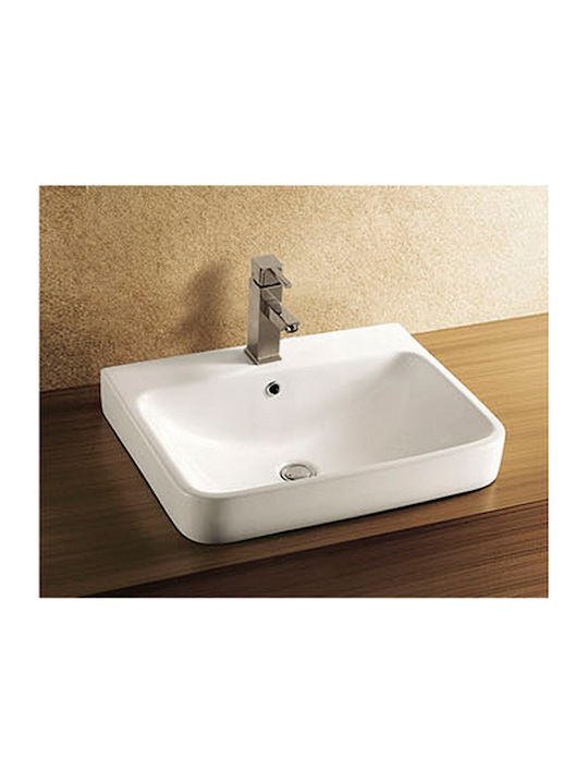 Karag Επικαθήμενος Νιπτήρας Πορσελάνης 61x46x19cm Λευκός