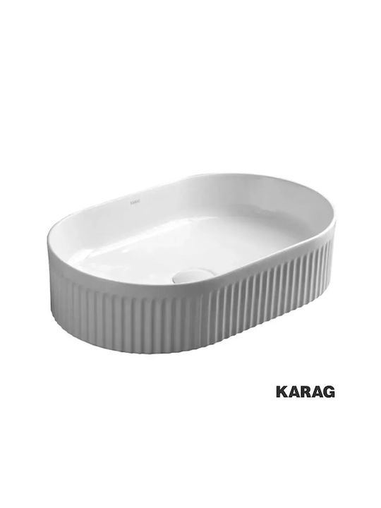 Karag Countertop Sink Porcelain 50x32x12.2cm White