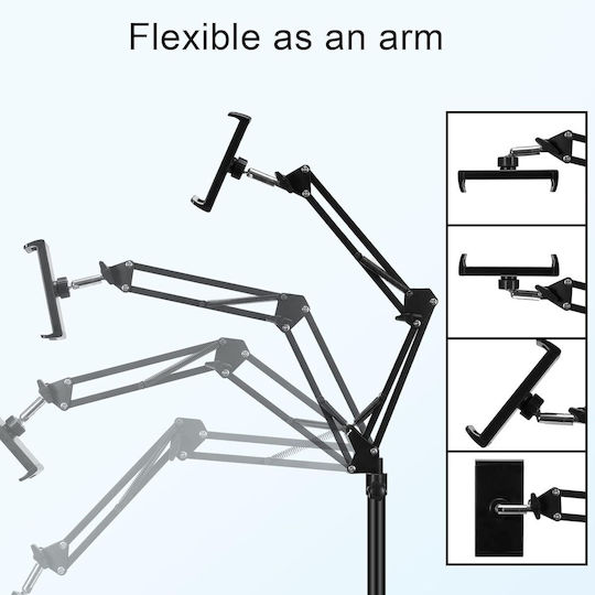 Samhousing Tablet Phone Stand Height Adjustable 360 Rotation 69.85-134.62cm Black