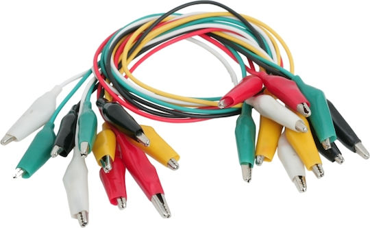 Set 10 Mini Crocodile Clips 37cm Cable Multimeter Electrical Testing