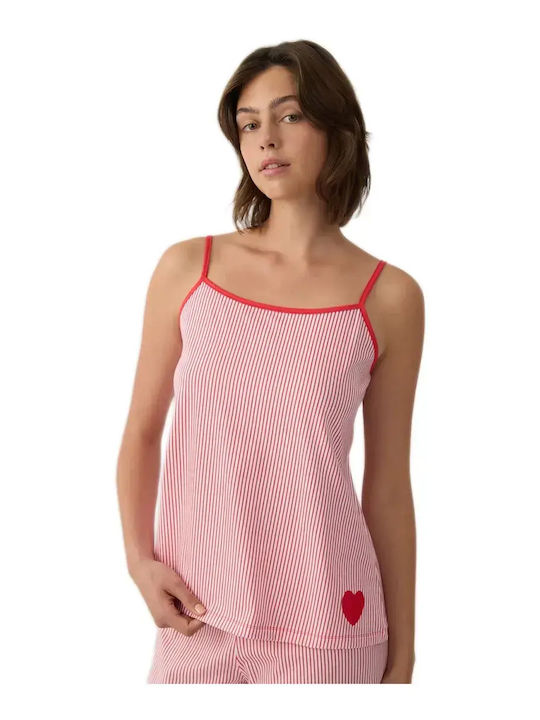 Minerva Summer Cotton Babydoll Ecru-Red Stripes Stripes