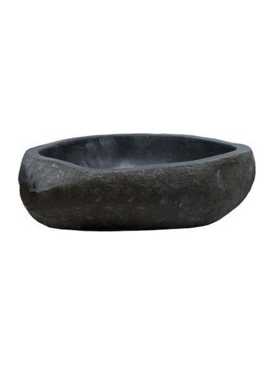 Bati Bali River Stone 40 Deasupra Blatului Chiuvetă Piatră 50x50x15cm Negru