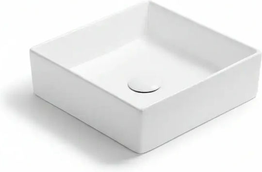 Tema Επικαθήμενος Νιπτήρας Πορσελάνης 36x36x13cm Λευκός Tema Επικαθήμενος Νιπτήρας Πορσελάνης 36x36x13cm Λευκός