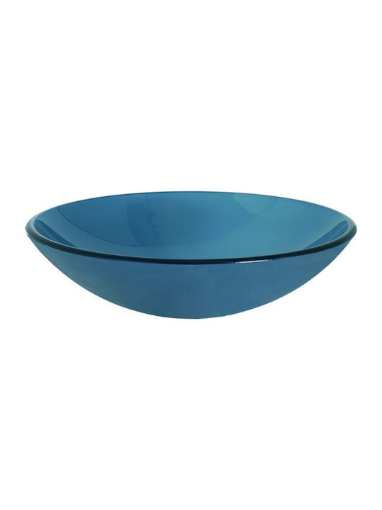 Gloria Frosted Countertop Sink Glass 42x42x14cm Blue