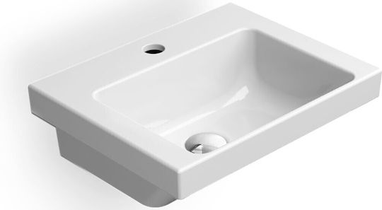 GSI Norm An der Wand montierter / Einbau Badezimmerwaschbecken aus Porzellan 42x34x14.6cm Weiß