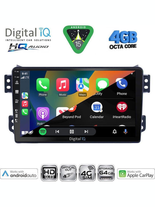 Digital IQ Car Audio System for Opel Agila Suzuki Splash 2008-2018 Bluetooth USB WiFi GPS Apple CarPlay Android Auto with 9" Touch Screen