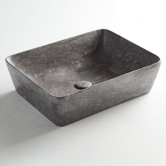 Fossil Jade Επικαθήμενος Νιπτήρας Μαρμάρινος 60x38x14cm Grey Marble