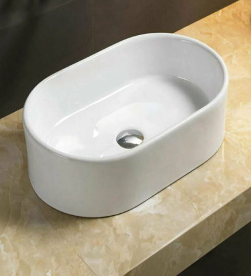 Tema Επικαθήμενος Νιπτήρας Πορσελάνης 55x35x14cm Λευκός