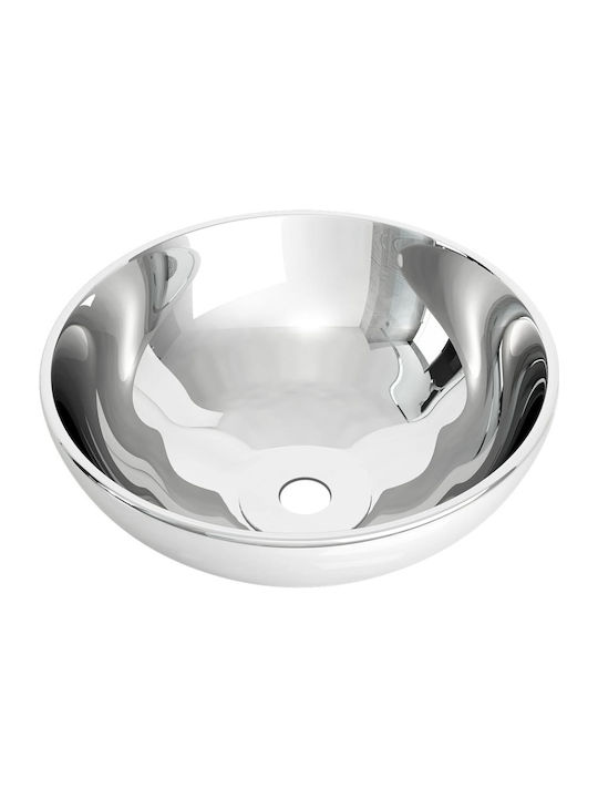 vidaXL Countertop Sink Porcelain 32.5x32.5x14cm Silver