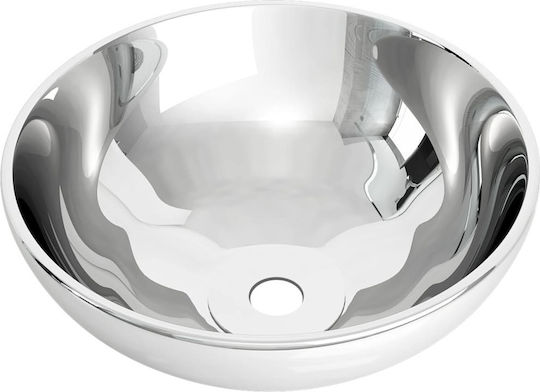 vidaXL Επικαθήμενος Νιπτήρας Πορσελάνης 32.5x32.5x14cm Ασημί