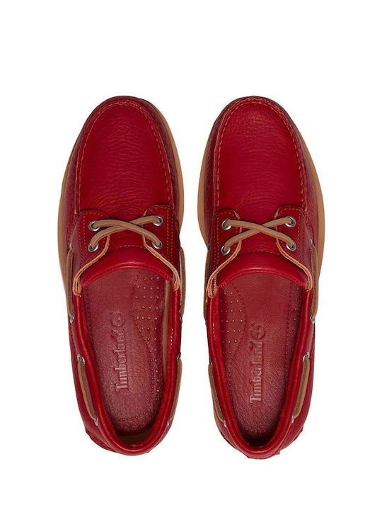 Classic Leather Men's Boat Shoes in Red