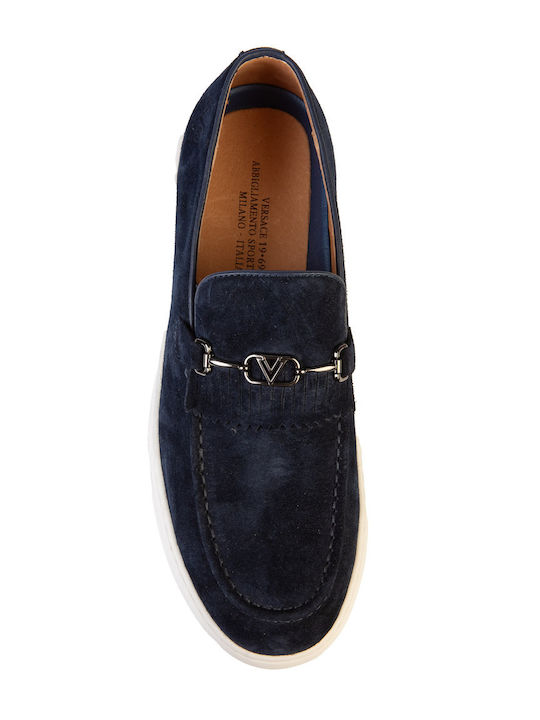 Suede Men's Loafers in Blue Colour