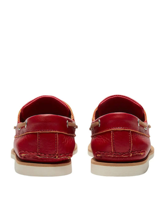 Classic Leather Men's Boat Shoes in Red