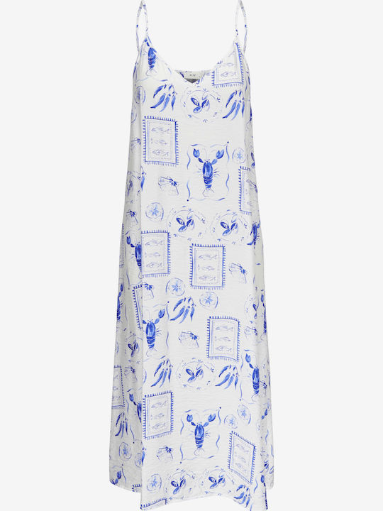 Rochie De Vară Pentru Femei Midi Albă/Albastră