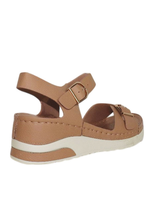 Γυναικεία Ανατομικά Σανδάλια Flatforms Μπεζ