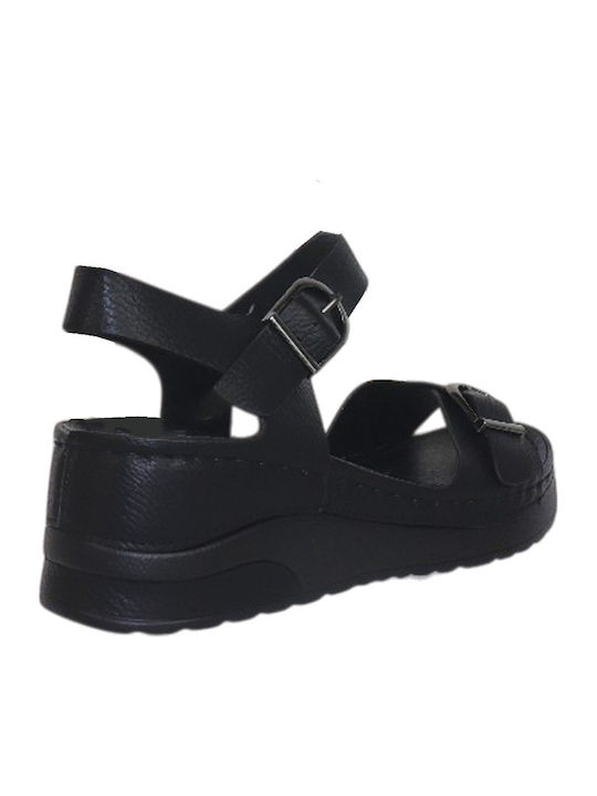 Γυναικεία Ανατομικά Σανδάλια Flatforms Μαύρα