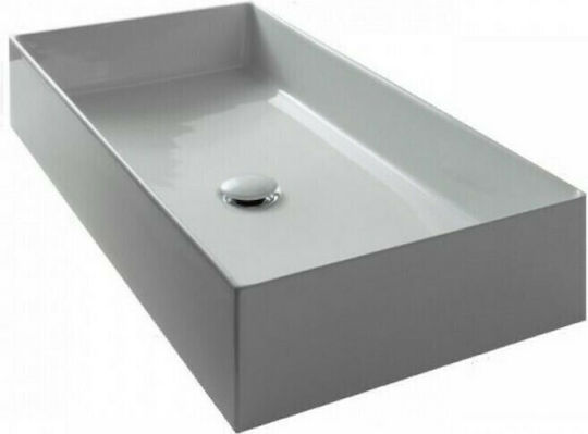 Scarabeo Teorema Επικαθήμενος Νιπτήρας Πορσελάνης 80x40x14cm Λευκός