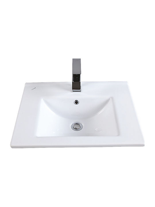 Creavit Slim Eingelassenes Waschbecken Porzellan 55x36.5x17.5cm Weiß