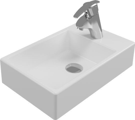 Serel Tetra Επικαθήμενος Νιπτήρας Πορσελάνης 45x28x11cm Λευκός