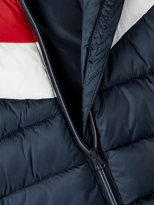 Kinder Steppjacke Kurz mit Kapuze Marineblau