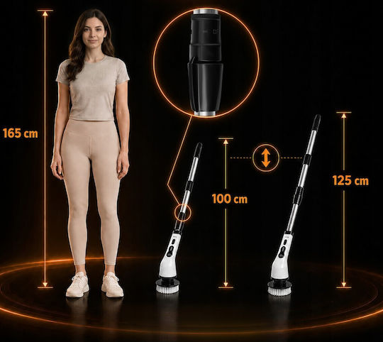 Perie Electrică Rotativă de Curățare Zola 9 Capete Interșchimbabile Mâner Telescopic Afișaj Digital 2 Viteze Reîncărcabilă 1500 mAh