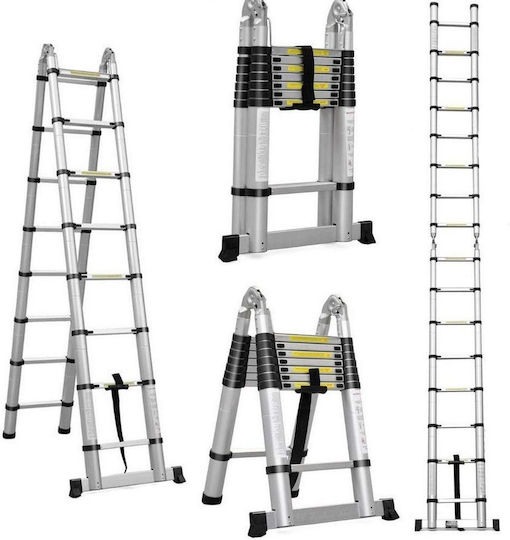 Factory Telescopic Aluminum Ladder Single 16 Steps Maximum Height 5m