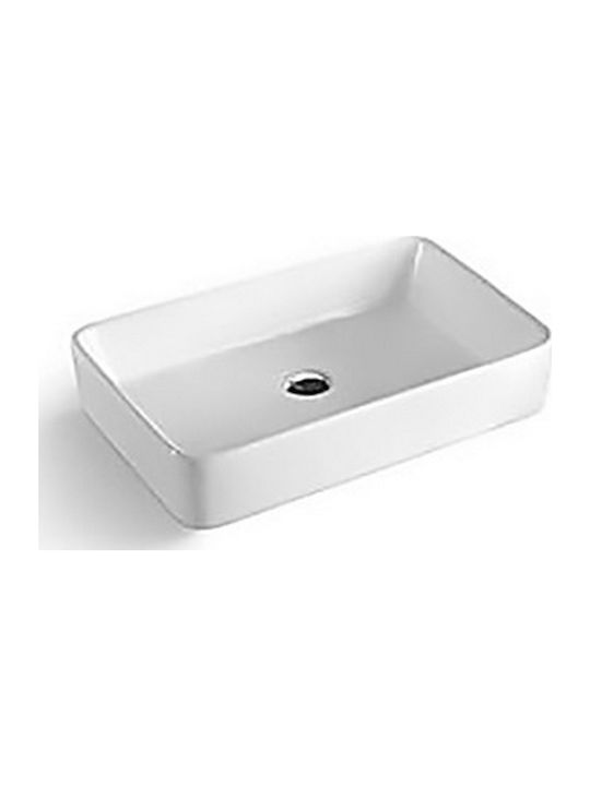 KLP Plus Επικαθήμενος Νιπτήρας Πορσελάνης 60x41x12cm Λευκός