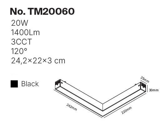 Inlight LED Kommerzielle lineare Beleuchtung Decke 20W Dimmbar Warm- bis Kaltweiß M24.2xB22xH22cm
