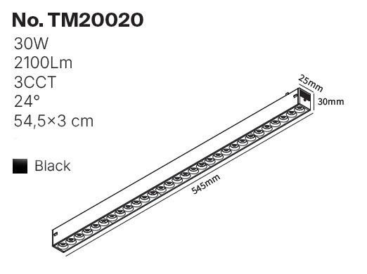 Inlight LED Linear Ceiling Light 30W Warm to Cool White M54.5xL3xH3cm