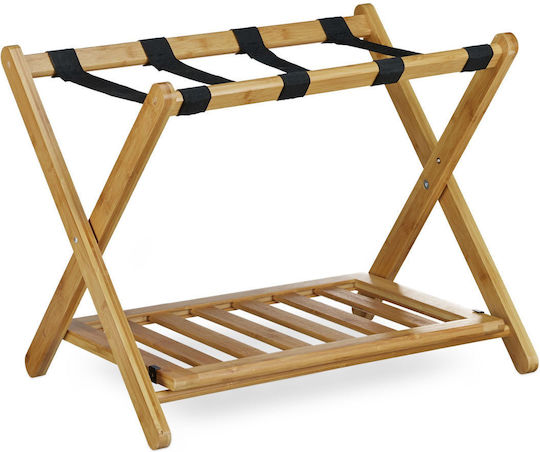 Relaxdays Rack Pentru Bagaje De Hotel Din Lemn Pliabil Maro Cu Dimensiuni 53x47xÎnălțime 68cm Pliabil