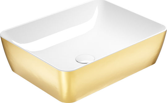GSI Sand Επικαθήμενος Νιπτήρας Πορσελάνης 50x38x14cm Χρυσός