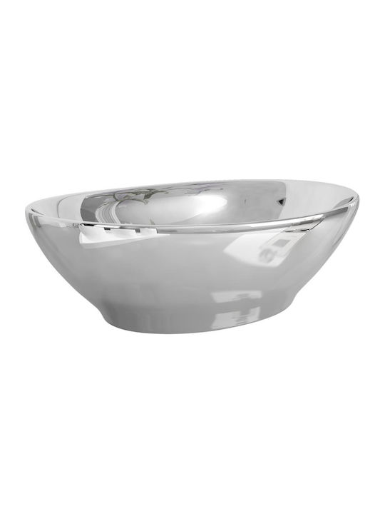 vidaXL Επικαθήμενος Νιπτήρας Κεραμικός 40x33x13.5cm Ασημί