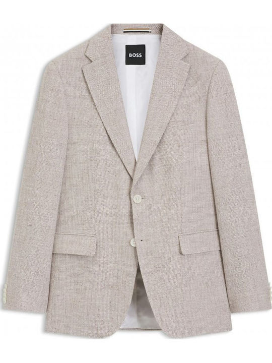 H Hutson Summer Men’s Suit Jacket with Slim Fit Light Beige