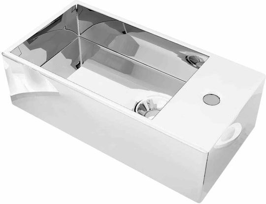 vidaXL Επικαθήμενος Νιπτήρας Κεραμικός 49x25x15cm Ασημί